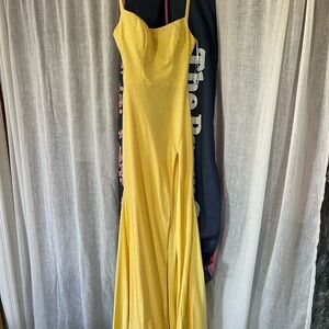 Sherri Hill Yellow Sequin Embellished Gown